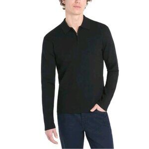 Hickey Freeman Men's XXL Black Sweater Polo Long Sleeve  G1854